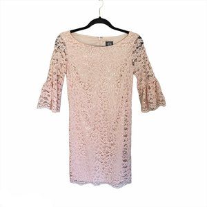 Vince Camuto Peach Lace Dress with Bell Sleeves